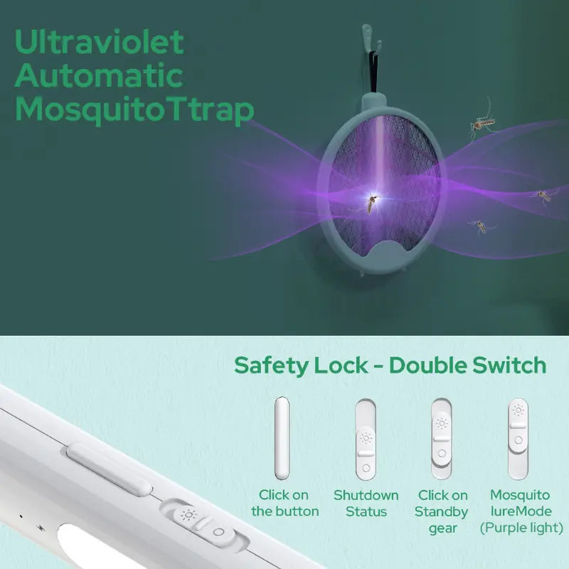 HG-Green Zapinator - Eco-Friendly Electric UV Mosquito Swatter with Built-in Battery